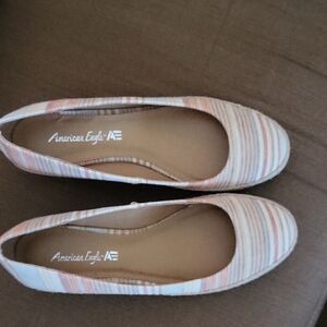 American Eagle Outfitters Striped Flats - Pink and Cream